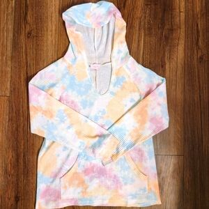 Anthropologie Pink Lily Tye Dye Waffle Knit Hoodie